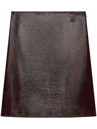 Courr&egrave;ges Vinyl Knee-Length Skirt with Subtle Branding