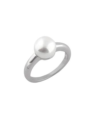 Splendid Pearls Rhodium Plated 8.5-9Mm Freshwater Pearl Ring