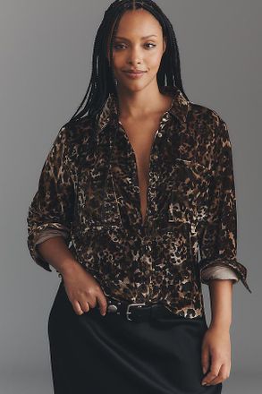 Pilcro The Hadley Velvet Relaxed Buttondown Shirt by Pilcro