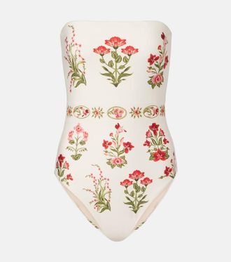 Agua Bendita Illusion floral strapless swimsuit