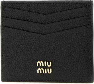 Miu Miu Womens Black Leather Card Holder Nero Portafogli Wallet