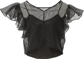 Karl Lagerfeld Met Gala Ruffle Top - Dames - Blouses - Zwart - S - Nylon - Overhemden