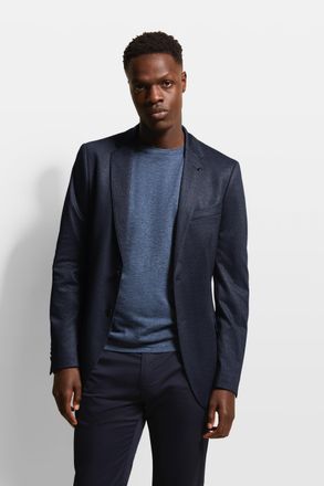 Bugatti Sakko BUGATTI, Herren, Gr. 52, blau (marine), 67% Polyester, 28% Viskose, 5% Elasthan, Glencheckmuster, slim fit, Manschette, Sakkos Sakko, mit Elasth