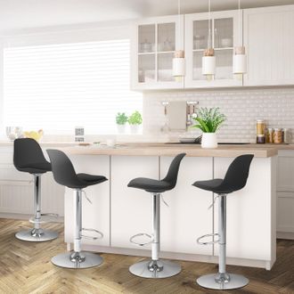 IDMarket Lote De 4 Taburetes De Bar Negros De Dise&ntilde;o Karl