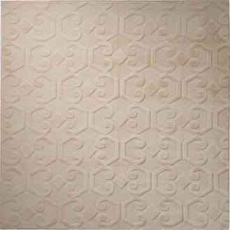 Beliani Alfombra Cuadrada Decorativa De Jacquard 160 Cm Beige Gannett