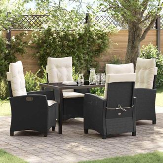 vidaXL Vidaxl - Conjunto De Comedor De Jard&iacute;n 5 Pcs Negro Rat&aacute;n Sint&eacute;tico