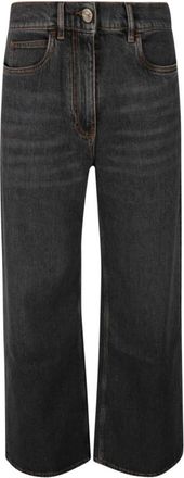 Etro Wijde Pijp Cropped Jeans - Dames - Cropped Jeans - Grijs - W27 - Katoen - Jeans