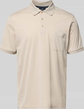 Ragman Relaxed Fit Poloshirt aus Baumwoll-Mix in Beige, Gr&ouml;&szlig;e XXXL