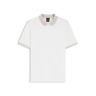 BOSS Stripe-trim slim-fit polo shirt in mercerised cotton