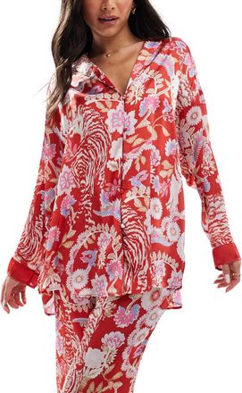 Free People Dreamy Days - Pigiama rosso multicolore con stampa