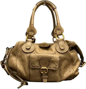 Chlo&eacute; Beige Leather Shoulder Bag Tote Bag (Pre-Owned)