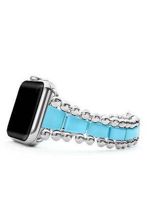 Lagos Apple Watch Smart Caviar Ceramic & Stainless Steel Band in Blue Ceramic at Nordstrom, Size 8