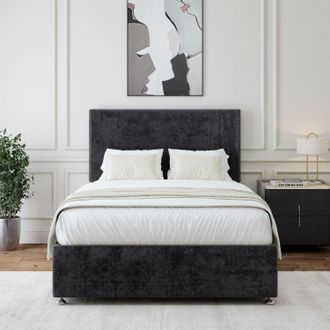 Bedmaster Luxury Velvet Divan Base in Black | Size: Small Double