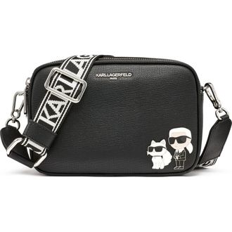 Karl Lagerfeld Maybelle Crossbody with Karl & Choupette Pins in Black at Nordstrom