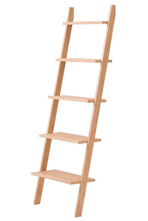 Nordlys Natural Solid Wood Wall Ladder Shelf in Brown