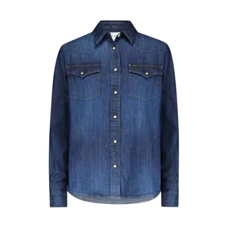 Lee Overhemden, Dames, Blauw, S, Denim, Shirts