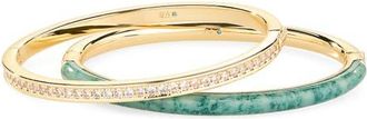 Roxanne Assoulin Set of 2 Hinge Bangles in Moss Agate/Clear at Nordstrom