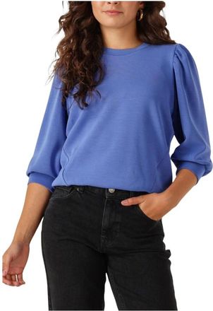 Selected Blauwe 3/4 Mouw Sweat Top - Dames - Ronde hals truien - Blauw - XS - Wol - Truien & Vesten