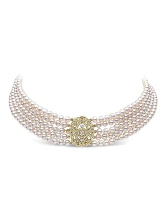 Yoko London Classic choker met diamant en parel - Wit