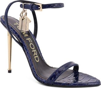 Tom Ford Womens Sandals Padlock Blue Leather Calf