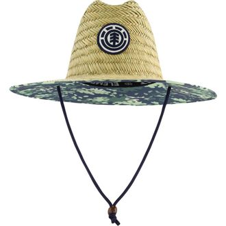 Element Woven Seagrass Lifeguard Hat with Camo Under Brim and Braided Chin Cord in Green at Nordstrom