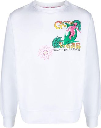 GCDS graphic-print crew-neck sweatshirt - men - Cotton - L - White