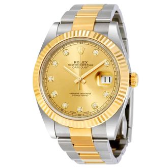 Rolex Datejust 41 Champagne Diamond Dial Steel and 18K Yellow Gold Oyster Mens Watch 12633CDO