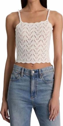 Alice & Olivia Sid Crochet Tank Top In Soft White