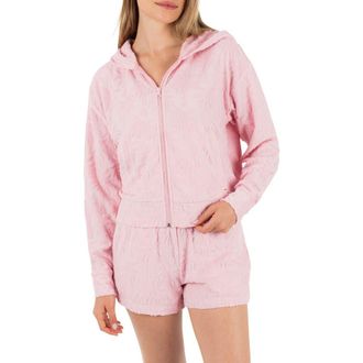 Hurley Castaway Palms Full Zip Crop Hoodie in Sunrise Pink at Nordstrom, Size X-Large
