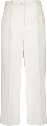 Dolce & Gabbana Cotton Viscose Culotte Broek - Dames - Wijde Broeken - Wit - S - Katoen - Broeken