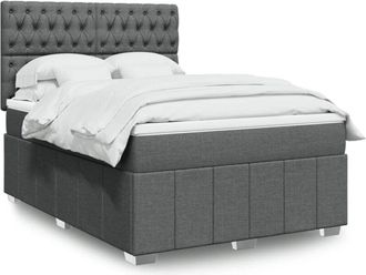 vidaXL Vidaxl - Cama Box Spring Con Colch&oacute;n Tela Gris Oscuro 160x200 Cm