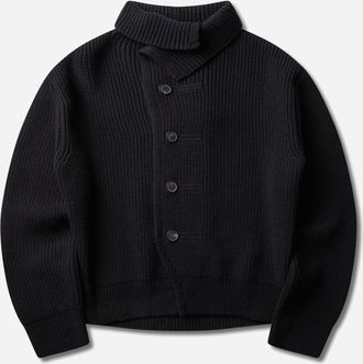 Dries Van Noten Men s Asymmetric Funnel Neck Cardigan Black
