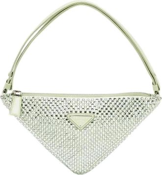 Prada Pre-owned Triangular Satin Schoudertas - Dames - Vintage Mini Tas - Groen - ONE Size - Satijn - Vintage