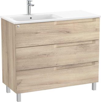 Roca Roca - Pack Unik Mueble De 3 Cajones + Lavabo A La Izquierda Aleyda Color: Beige Madera - Medidas: 1005x460x740 Mm