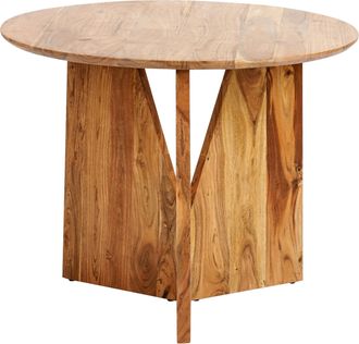 Beliani Mesa De Comedor Redonda De Madera De Acacia Clara Estilo R&uacute;stico 100 Cm Arran