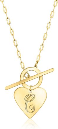 RS Pure by Ross-Simons Italian 14kt Yellow Gold Personalized Heart Paper Clip Link Toggle Necklace