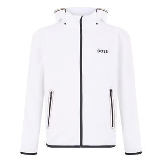 HUGO BOSS Sudadera con capucha y cremallera en gabardina el&aacute;stica Active con tecnolog&iacute;a termorreguladora - Sweatshirts & Hoodies - Hombre - Blanco - 2XL