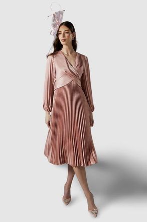 Coast Petite Pleat Skirt Midi Dress in Rose at Nordstrom, Size 4P