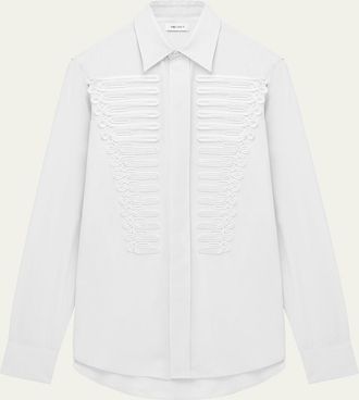 Alexander McQueen Mens Poplin Embroidered-Front Formal Shirt
