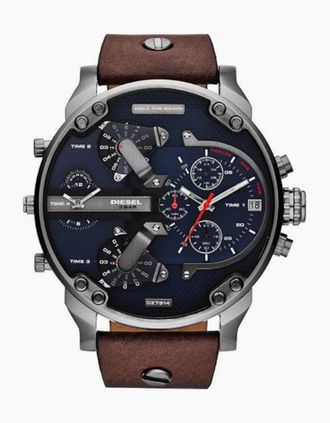 Diesel Mens Diesel DZ7314 Mr Daddy Dual Time Chronograph Navy Blue Dial Mens Watch - Brown