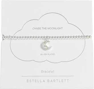 Estella Bartlett Sienna Moon Beaded Stretch Bracelet in Silver at Nordstrom