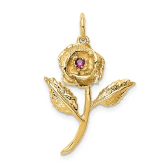 Diamond2Deal 10k Yellow Gold Cubic Zirconia Rose Charm