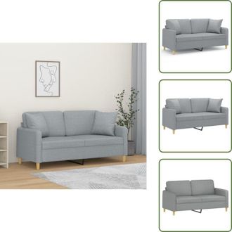 vidaXL The Living Store Divano a 2 Posti con Cuscini Grigio Chiaro 140 cm in Tessuto - Cuscini decorativi
