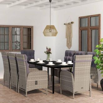 vidaXL Juego De Comedor De Jard&iacute;n 9 Piezas Gris Y Negro Vidaxl