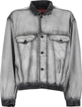 Diesel Grey Solid Shirt Collar Jacket
