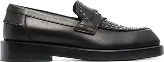Versace Black Leather Slip-On Mens Loafers