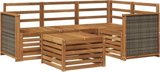 vidaXL Conjunto De Sof&aacute;s De Exterior 5 Uds. Natural Poli&eacute;ster Vidaxl