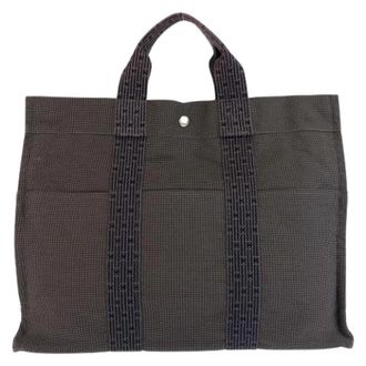 Herm&egrave;s Pre-owned Herline MM Tote Bag Grijs - Dames - Vintage Shopper - Grijs - ONE Size - Polyester - Vintage