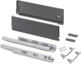 Emuca Caj&oacute;n Exterior Vertex Con Regulaci&oacute;n 3d De Altura 178mm, 40kg, Espesor De Tablero De 18mm, Profundidad 500mm, Acero, Gris Antracita - Emuca