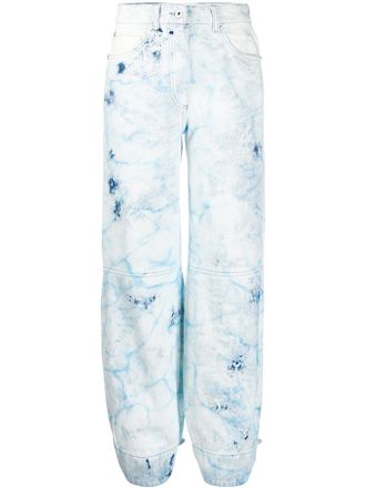 Off-white bleached tapered jeans - women - Cotton/Cotton - 27 - Blue